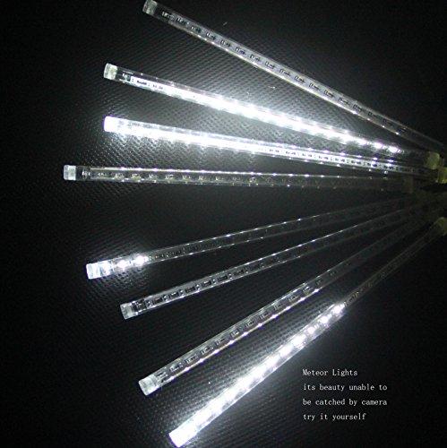 CDL CDL Meteor Icicle Snow Falling Rain Drop 50cm 8 Tubes 240 LED Shower Christmas Raindrop Cascading Lights for Wedding Party Holiday Xmas Halloween Home Garden Tree Decoration -US Plug (Cool White)