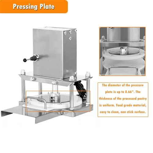 NYMFEA NYMFEA Pizza Dough Press Electric Pastry Machine Electric Tortilla Press 8.66\" Diameter Stainless Steel Commercial Pizza Dough Machine Tortilla Making