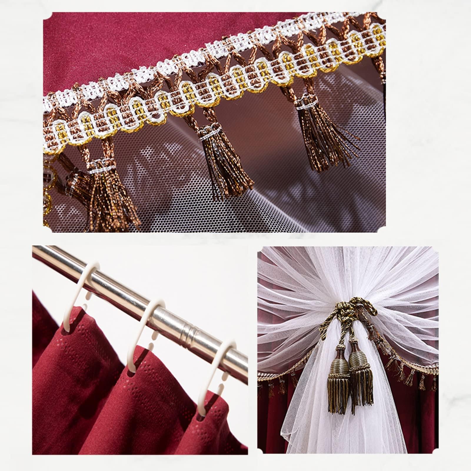 LCYDMJ Bed Canopy Bedroom Decoration Bed Curtains, Luxury Bed Canopy, 2-in-1 Dustproof and Windproof Blackout Bed Curtain, for 1.5m/1.8m/2m Single Double Bed (Color : D, Size : 180x200x200cm)