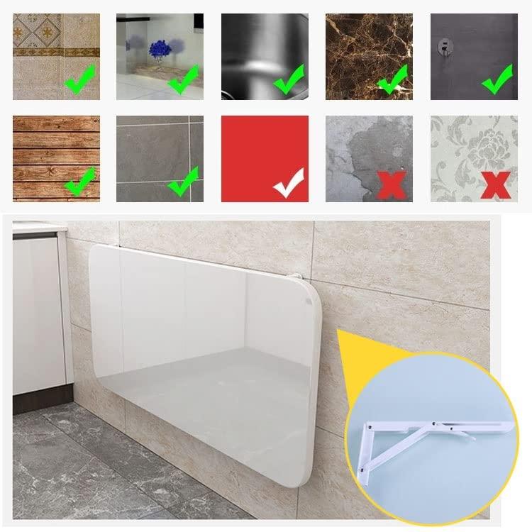 RADAAB RADAAB Wall Mounted Folding Desk and Dining Table for Small Space, Floating Desk, Bright White Finish, Workbench Study Table for Office, Bedroom, Balcony, Home Bar (Size : 120x30cm/47x12in)