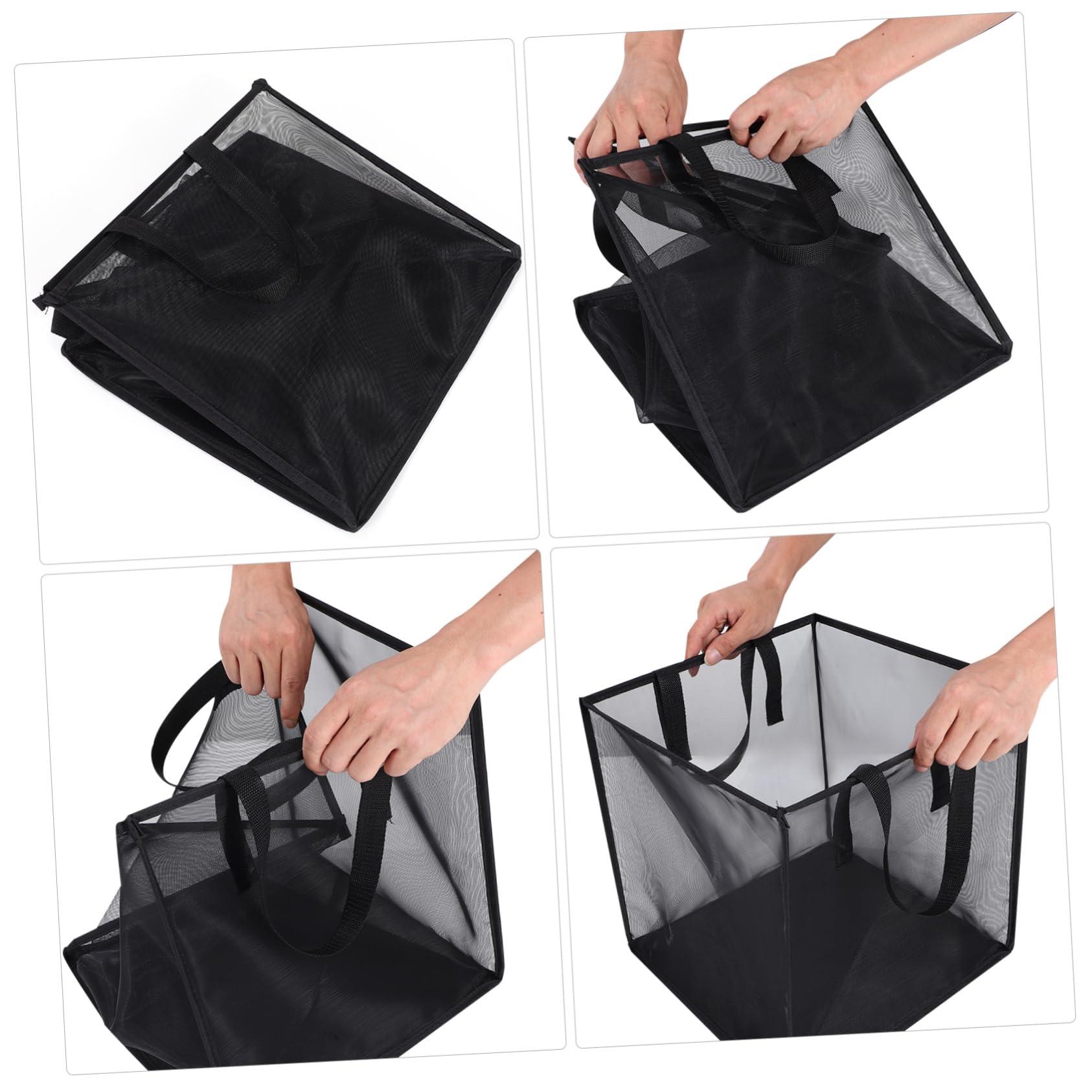 ABOOFAN ABOOFAN 2pcs Laundry Basket Double Layer Black Mesh Hamper Clothes Mesh Basket Sundries Basket Pop-up Hamper Storage for Bedroom Laundry Hamper Foldable Laundry Basket Polyester