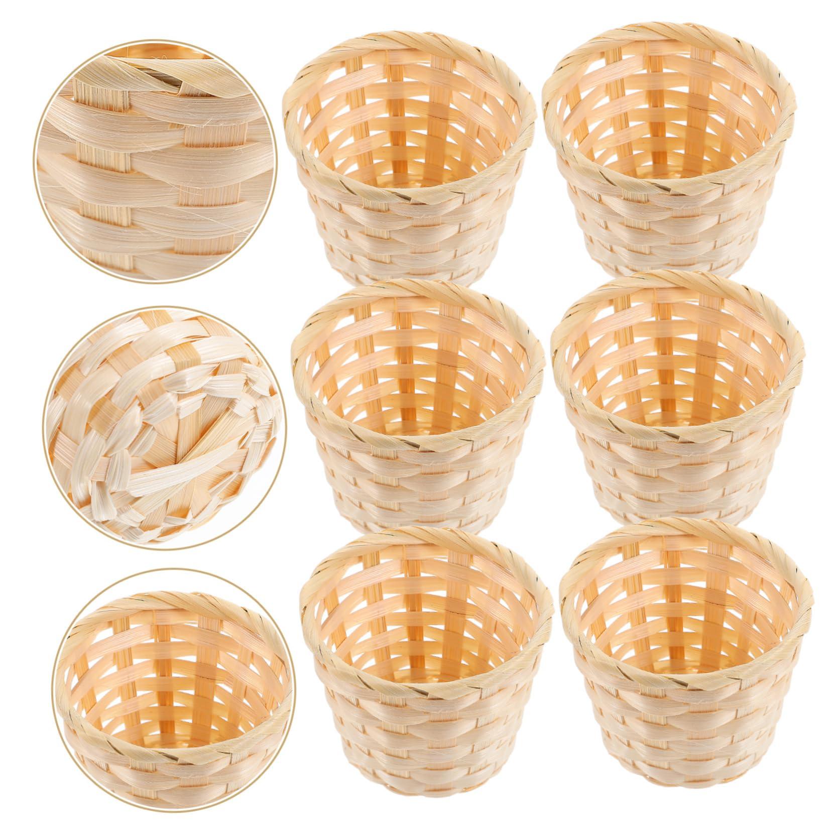 DEARMAMY DEARMAMY Mini Woven Basket 12Pcs Miniature Flower Basket Dollhouse Picnic Basket Tiny Party Favor Desktop Storage Container Farmhouse Decor