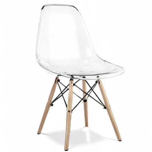 Aron Living Aron Living Pyramid 17.5" Plastic and Beech Wood Dining Chair in Clear