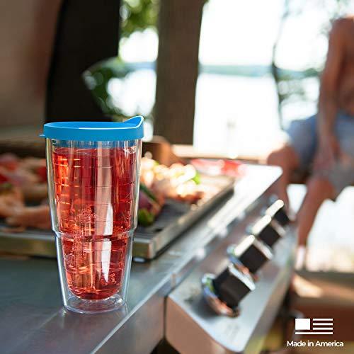 Tervis Tervis Clear & Colorful Tabletop Made in USA Double Walled Insulated Tumbler Travel Cup Keeps Drinks Cold & Hot, 24oz, Clear