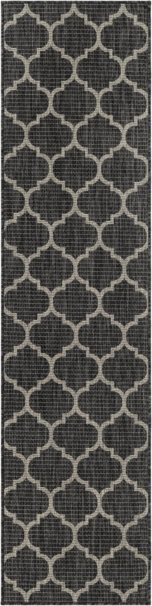 Unique Loom Unique Loom Outdoor Trellis Collection Area Rug - Trellis (Runner 2\' 0\" x 8\' 0\", Black/ Ivory)