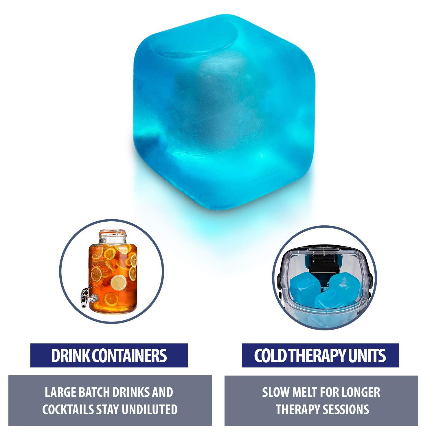M PAIN MANAGEMENT TECHNOLOGIES Extra Large Reusable Ice Cubes (2.6 Sq.) - BPA Free Plastic - for Cold Therapy Units, Drink Coolers, or Drink Dispensers. Stay cold Longer. 6-Pack
