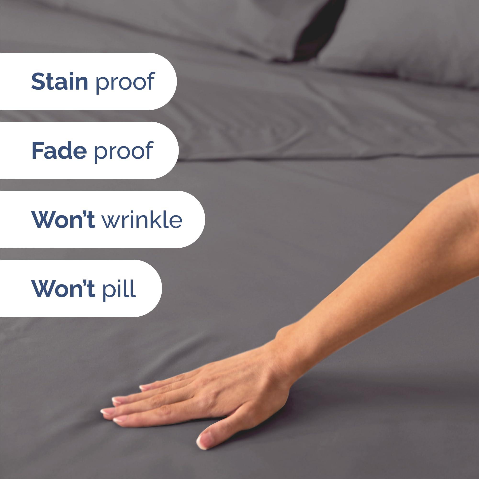 CGK Unlimited Bulk Case Pack of 16 Complete Sheet Sets - Twin XL Bed Sheet Sets - Wholesale Sheets for Hotels & Airbnbs - Exceptional Value - Dark Grey