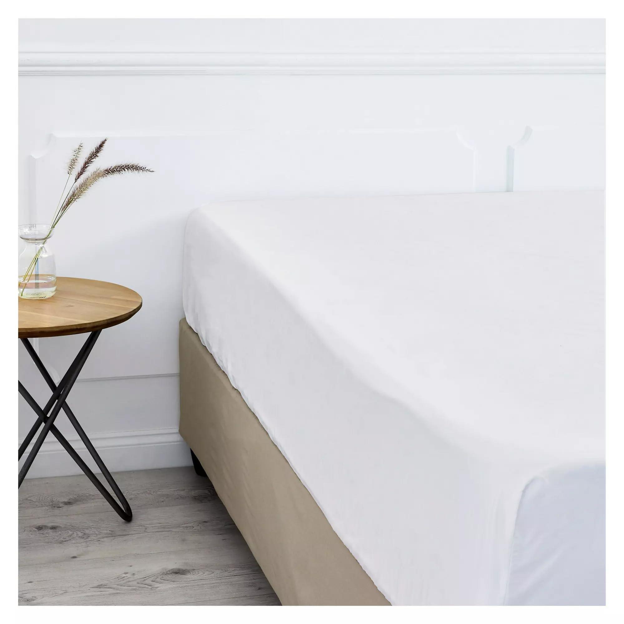 Shreem Linen Split Head Flex King Sheets for Adjustable Beds, Flex Top King Sheets for Sleep Number Bed 100% Egyptian Cotton - 4Pcs Sheet Set -36\" Top Split Sheets to fit Upto 16\" Deep Mattress (White Solid)