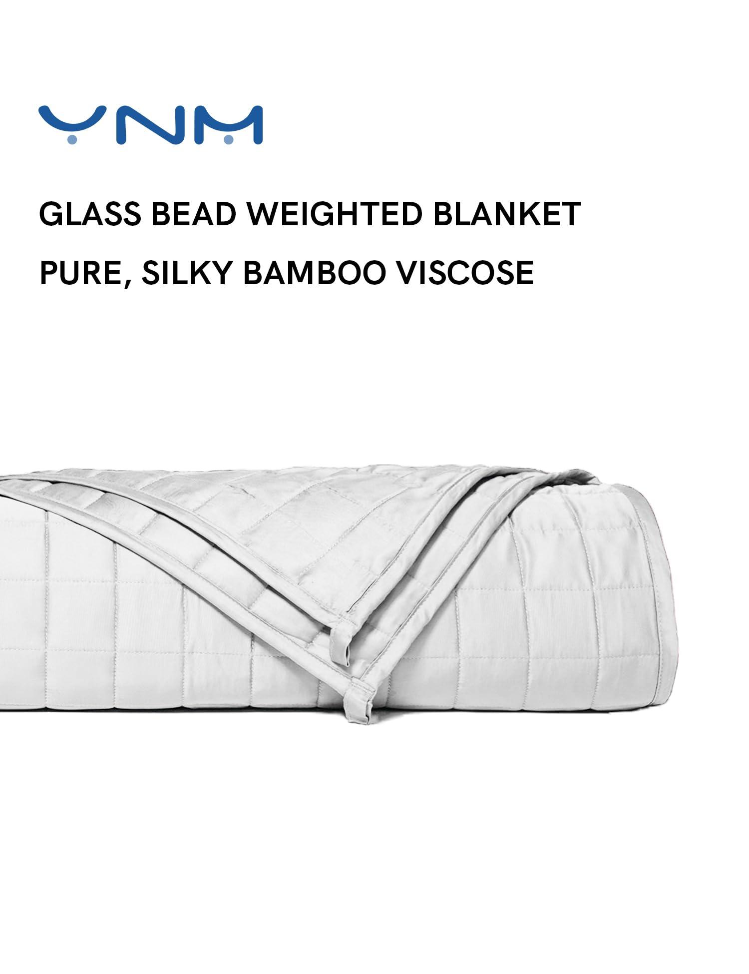 YnM YnM Exclusive Cooling Weighted Blanket,Smallest Compartments, Bed Blanket for One Person of 140lbs, Ideal for Queen/King Bed (60x80 Inches, 15 Pounds, Light Grey)