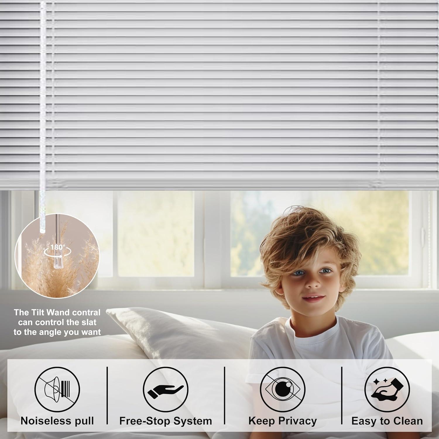 VEZEBSTR Custom 1 Inch Aluminum Blinds for Windows Cordless Mini Venetian Blinds Mini Blinds Aluminum Blackout Horizontal Blind for Bathroom Office RV. Lavender,93" W x(12" H to 98" H Customize)