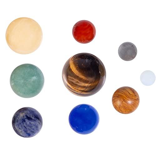 mookaitedecor mookaitedecor Solar System 9 Planets Crystal Ball Set, Gemstones Sphere on Metal Stand Display Galaxy Universe for Home Desk Decoration