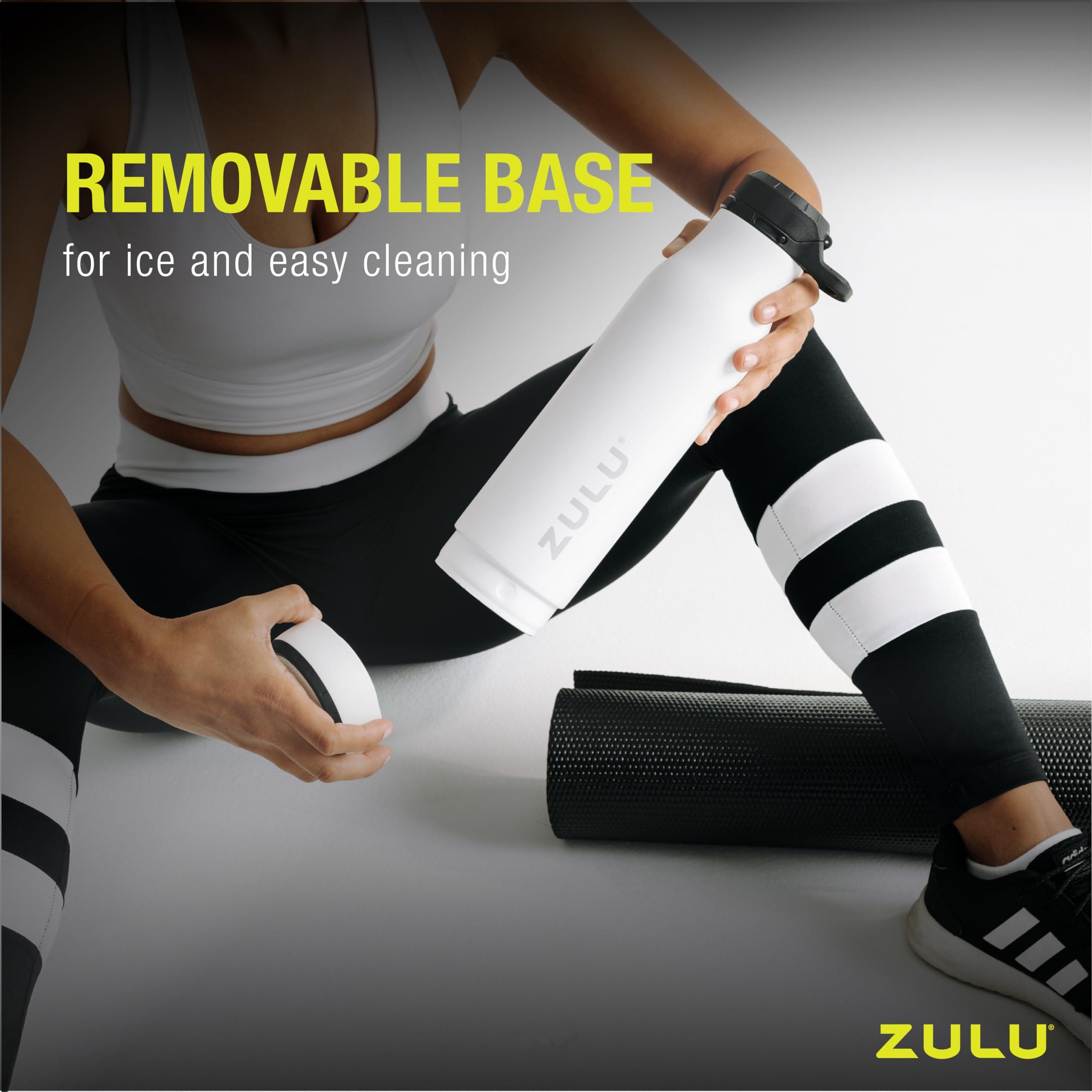 ZULU Zulu Ace 24oz Vacuum Insulated Stainless Steel Water Bottle with Chug Spout | Leak-Proof Locking Lid and Removable Base |Reusable Bottle for Cycling Sports Gym Travel Bicycle Bottle Cage | Black