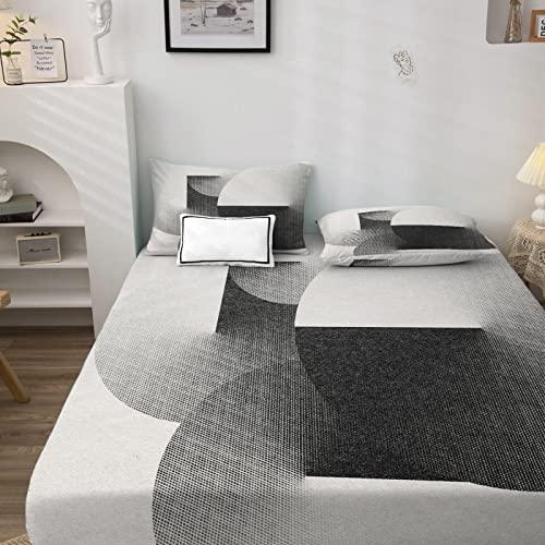 THYUNQ THYUNQ California King Sheet Sets, Abstract Bed Sheets - Geometric Art Bedding Sheets & Pillowcases 4 Piece, Soft Microfiber Patterned Sheet Set with 14 Inch Deep Pocket Fitted Sheet