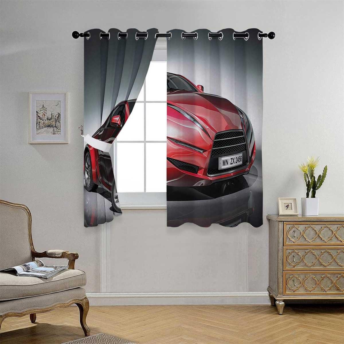 YANFENQI YANFENQI Extra Wide Curtain Panels Cars Grommet Short Doorway Curtain Blackout Material 63Inch Width by 80Inch Length,2 Panels