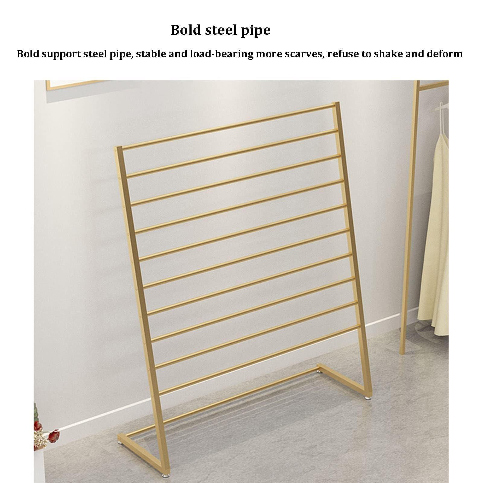 GenSDH Scarf Holder - Floor Standing Metal Blanket Rack, Clothing Store Scarf Display Rack, Sheets Hanging Organizer Shelf, Commercial Garment Rack Pants Shawl Organizer, Retail Display Stands (Size : 100X4