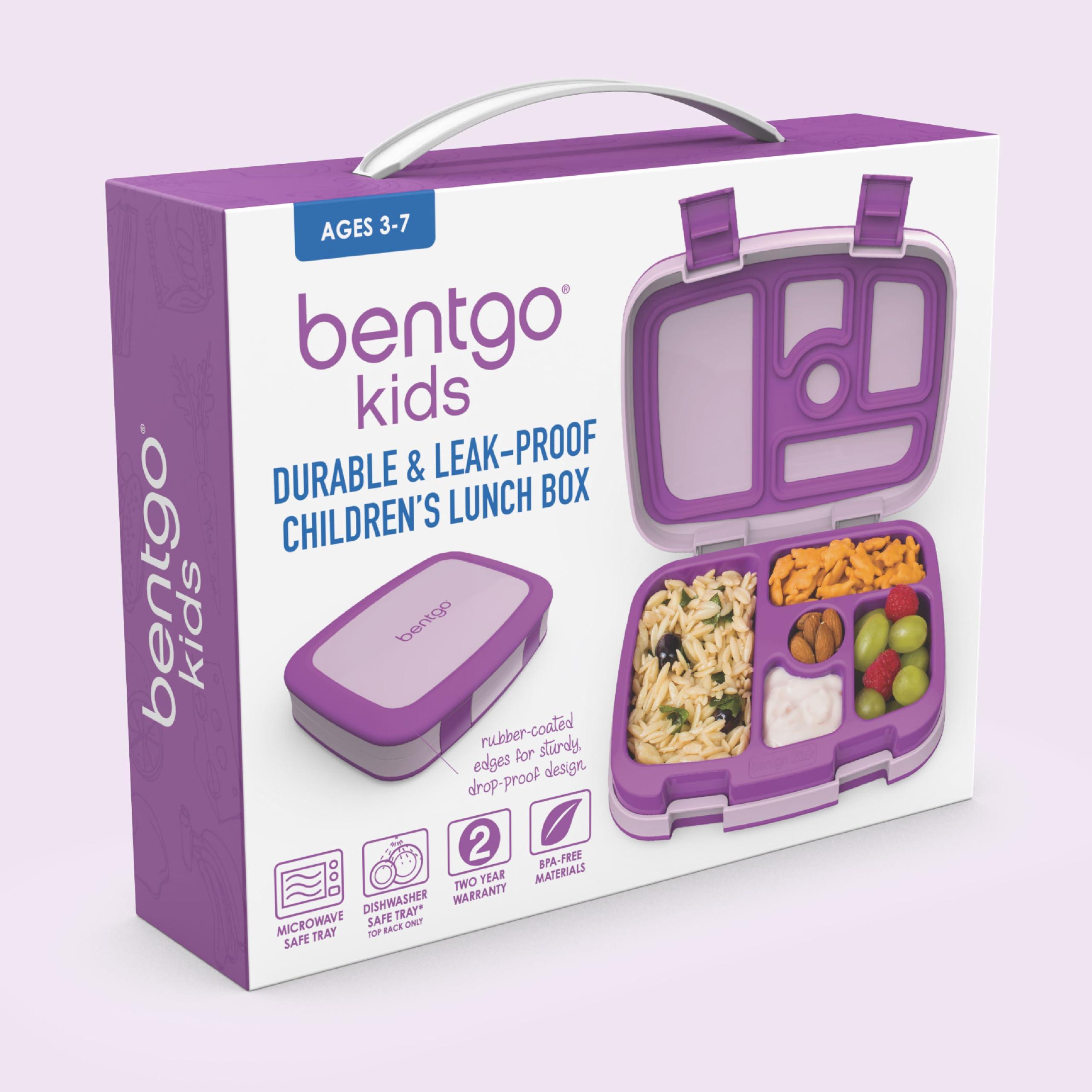 Bentgo Bentgo Kids Bento-Style 5-Compartment Leak-Proof Lunch Box - Ideal Portion Sizes for Ages 3 to 7 - Durable, Drop-Proof, Dishwasher Safe, BPA-Free, & Made with Food-Safe Materials (Purple)