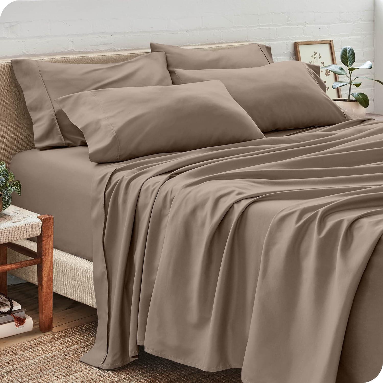 Dazzles Collection Dazzles Collection 1000-Thread-Count Soft & Silky Sateen Weave 100% Rich PIMA Cotton Sheet Set Fit 21-23\" Deep Pocket (Twin XL Size Solid, Taupe).