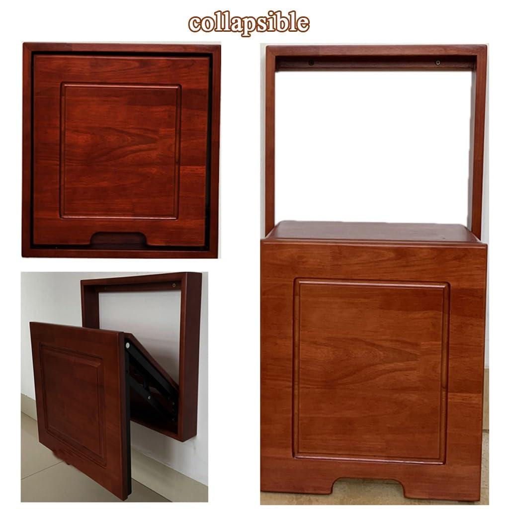 LFIEVO LFIEVO Wall Fold Up Chair Solid Wood Stool 6.8cm Thick Mini Wall Stool 40x40cm Entrance Shoe Changing Stool Porch Wardrobe Balcony Easy to Install (Color : Brown)