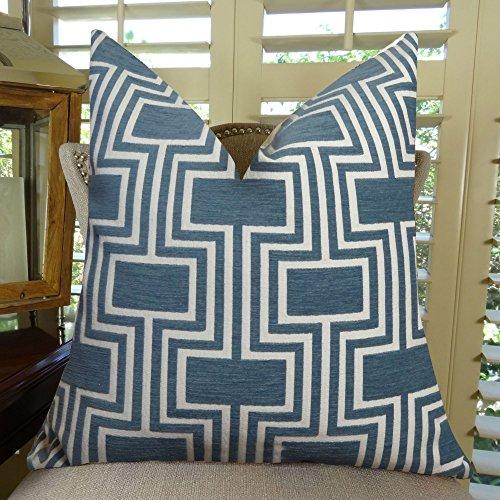 Thomas Collection Thomas Collection Teal Geometric Pillow - Teal Ivory Trellis Throw Pillow - Decorative Throw Pillow - Modern Teal Pillow - Luxury Throw Pillow, Handmade in US, 11207