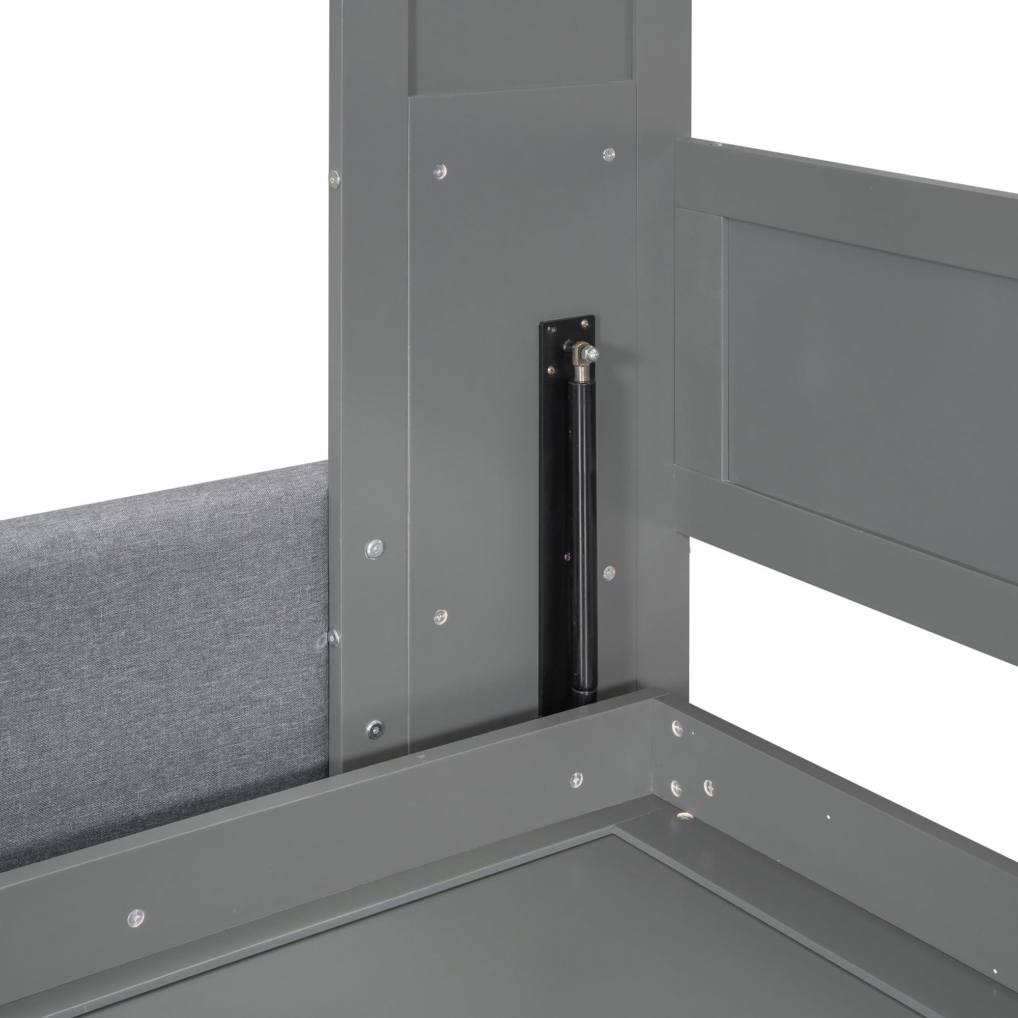 Ball & Cast Ball & Cast Queen Size Murphy Bed Wall Bed with Sofa,can be Folded,Multifunctional Hideaway Cabinet Bed Frame,No Box Spring Needed,for Apartment,Bedroom,Guest Room,Gray