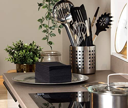 Moyes Home Black Paper Napkins | Linen Feel Guest Disposable Cloth Like Dinner Napkins | Hand Towels | Soft, Absorbent, Paper Hand Napkins for Kitchen, Bathroom, Parties, Weddings, Dinners Or Events | 50 Pack
