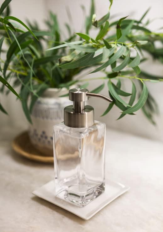 Rail19 Rail19 Large Glass Foaming Soap Dispenser with Metal Pump, 10oz (Stainless)