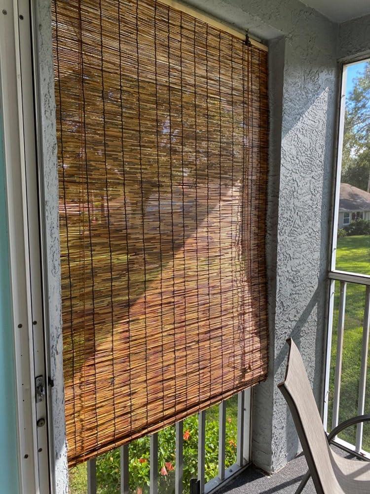 VELLOW Bamboo Blinds for Windows, Bamboo Roman Roll Up Shades for Indoor/outdoor Patio, Light Filtering Bamboo Shades Privacy Screen Woven Blackout Curtains Cordless 48 60 64 66 72 84 96in High (Size : 48"