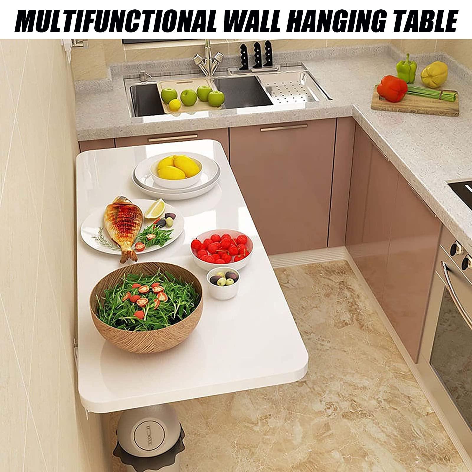 OCAZI OCAZI Wall Mounted Desk Wall Mounted Folding Table Drop Leaf Tables for Small Spaces, Wall Mounted Table Fold Down Floating Desk for Laundry Room/Study/Bedroom 50x50cm/20x20in red