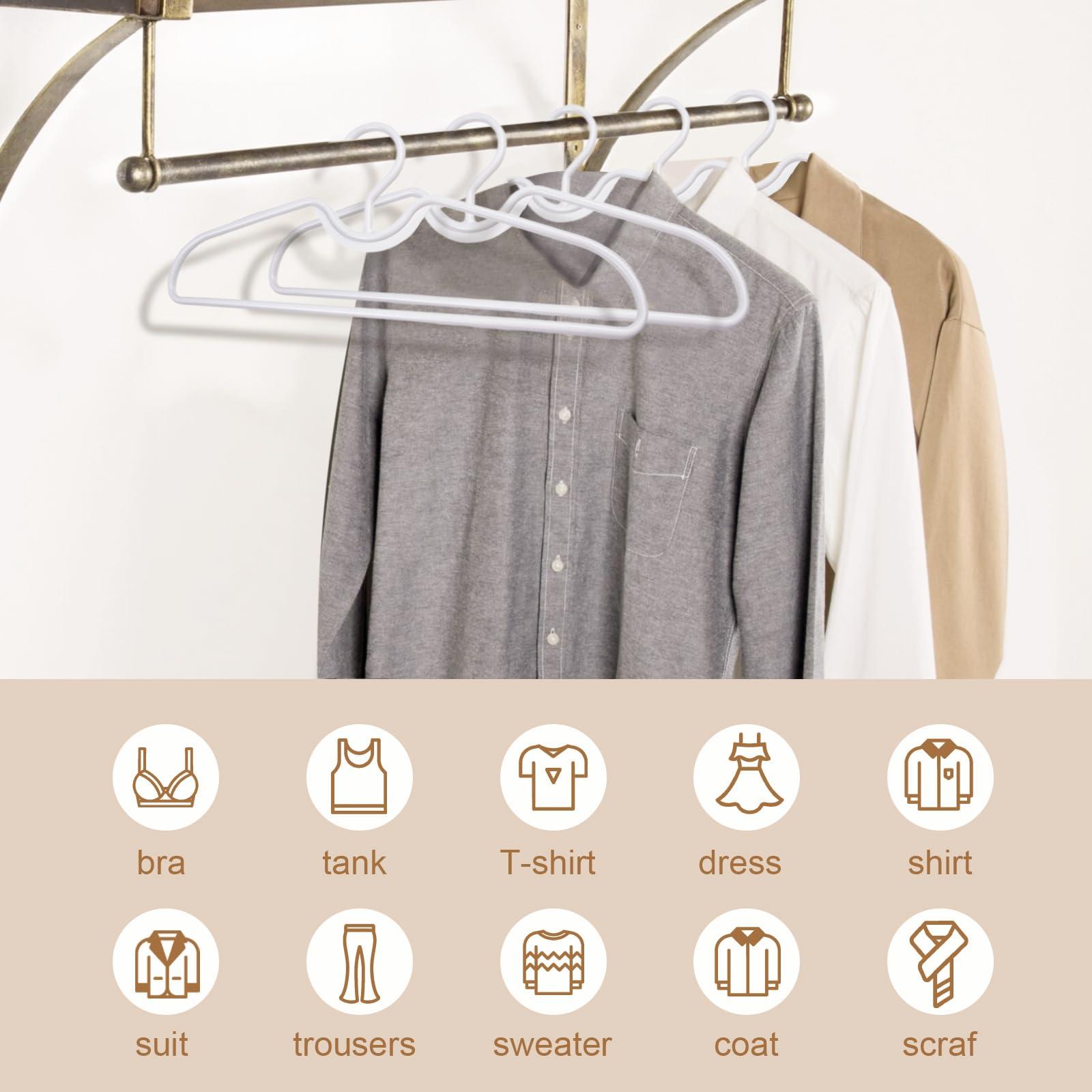 CRIDENG 10Pcs Clothes Hangers, Short Neck Hangers, Plastic Hangers, Non-Slip Shirt Clothes Hangers, No Shoulder Bump Suit Hangers