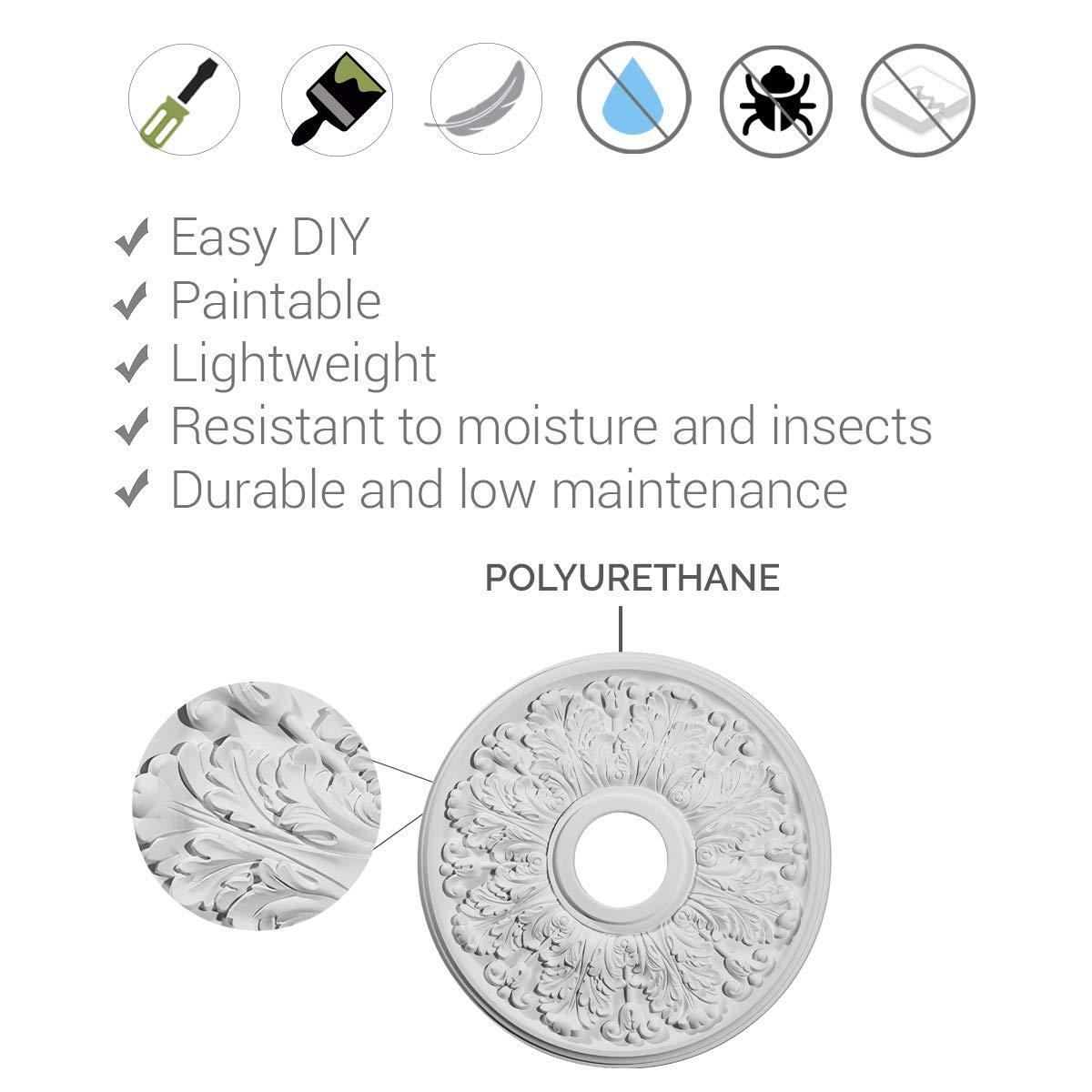 Ekena Millwork Ekena Millwork CM29DA2-06000 29 1/4\"OD x 6\"ID x 2\"P Darnay Ceiling Medallion, Fits Canopies up to 7-1/4\", 2 Piece