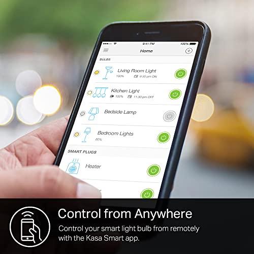 Kasa Smart Kasa Smart Light Bulb KL110, LED Wi-Fi smart bulb works with Alexa and Google Home, A19 Dimmable, 2.4Ghz, No Hub Required, 800LM Soft White (2700K), 9W (60W Equivalent)