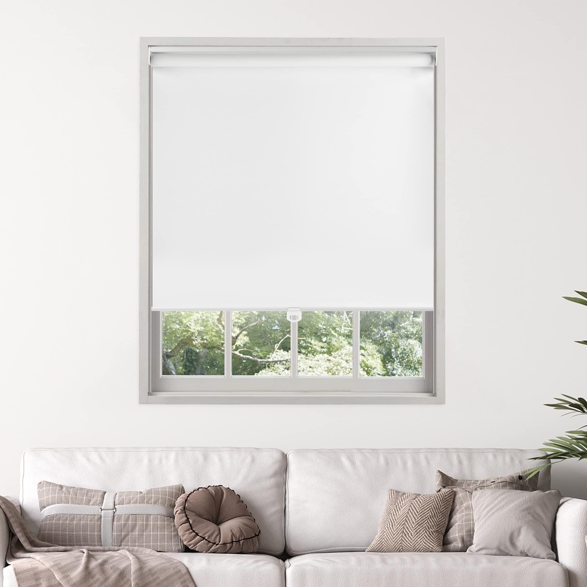 Sulugood Sulugood Cordless Blackout Roller Shades Cordless spring-roller shades, Household Commercial, Anti UV Glare Blackout View Spring Blinds.White,35" W x 72" H