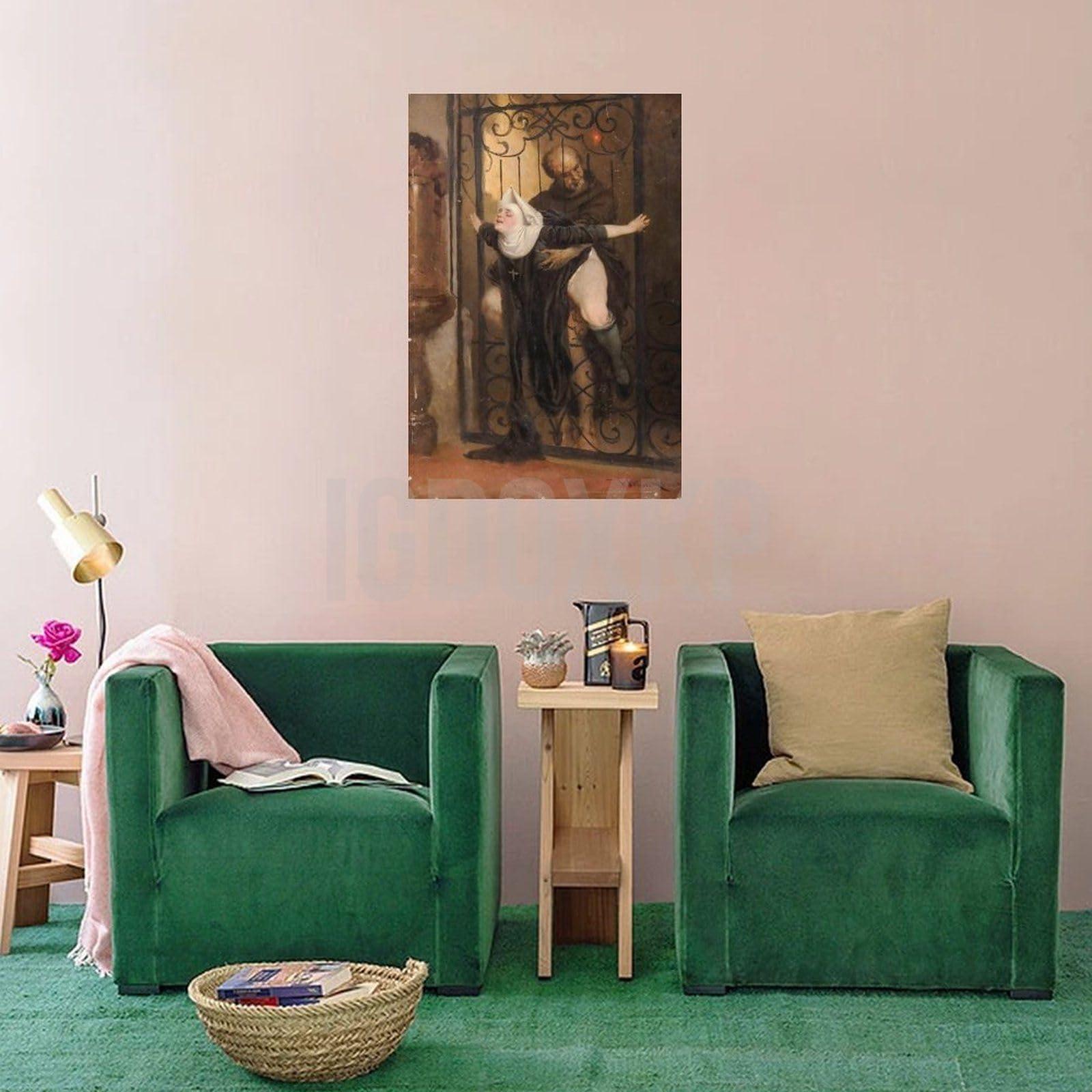 ALOEU ALOEU Heinrich Loso\'s Sin 1880 Oil Painting Art Poster Retro Poster Canvas Printing Art Decoration Poster Living Room Bedroom Decoration Aesthetic Picture Unframe-style 08x12inch(20x30cm)