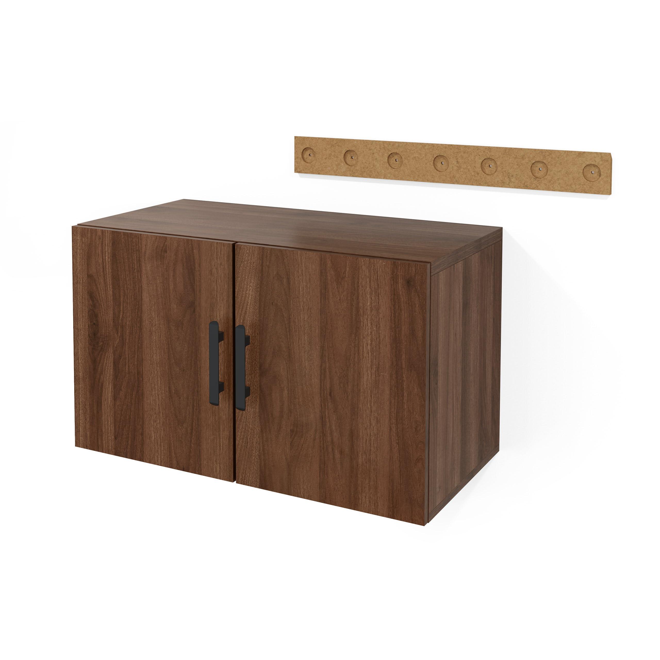 UPLIFTDESK UPLIFTDESK MoPac Overhead Cabinet (Walnut) with Black Handles