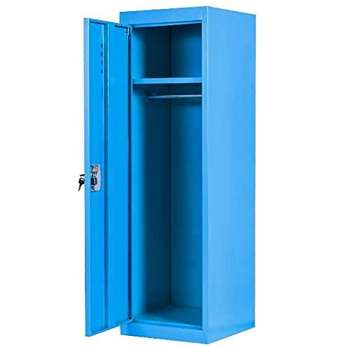 Autntico Blue Kid Metal Locker 2 Keys Children Safe Storage Single Tier Design Hanging Rod Heavy Duty Construction Foster Organization Child Living Work Space Gym Fitness School Locker Multipurpose Versatile