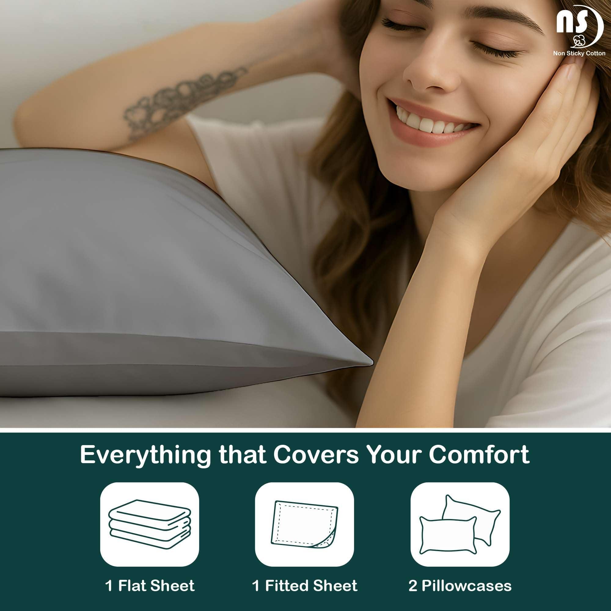 NON Sticky cotton Short Queen Sheets for Rv Camper 100% Cotton Rv Sheets Short Queen Sheets Camper Sheets Rv Queen Sheets Short Queen Sheet Set for Rv Camper Short Queen Sheets for Rv Mattress Light Grey Solid