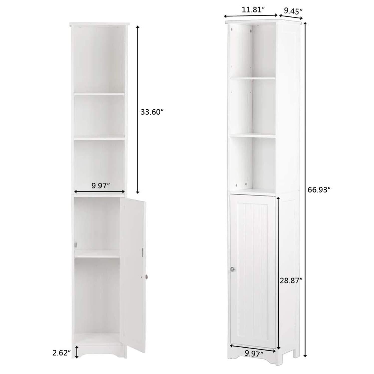 samanoya samanoya Bathroom Storage Cabinet,Tall Linen Cabinet with Door and Shelves,Slim Freestanding Linen Tower,Multifunctional Narrow Side Floor Organizer for Small Spaces,White