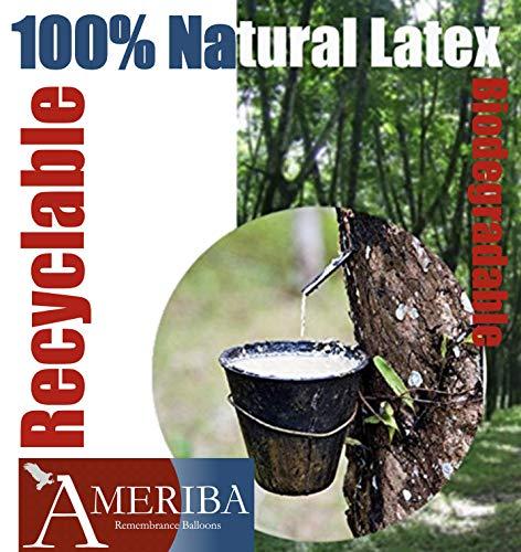 AMERIBA 30PC Biodegradable Remembrance Balloons: White & Silver Personalizable Funeral Balloons for Balloon Releases & Sympathy Gifts | Created/Sold by AMERIBA, a USA company (Variety Pk White, Black Writing)