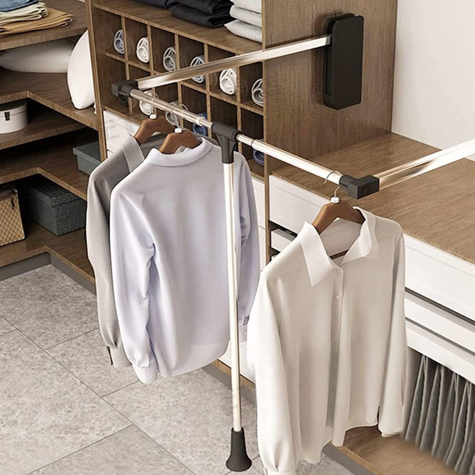 HONGKEFIT Pull Down Closet Rod, Pull Down Wardrobe Organizer, Adjustable Width 20-59Inch for Hanging Clothes Wardrobe Lift Rail Organizer Soft Close Aluminium Garment Hanging Rack, 26lbs Load Capacity (Size :