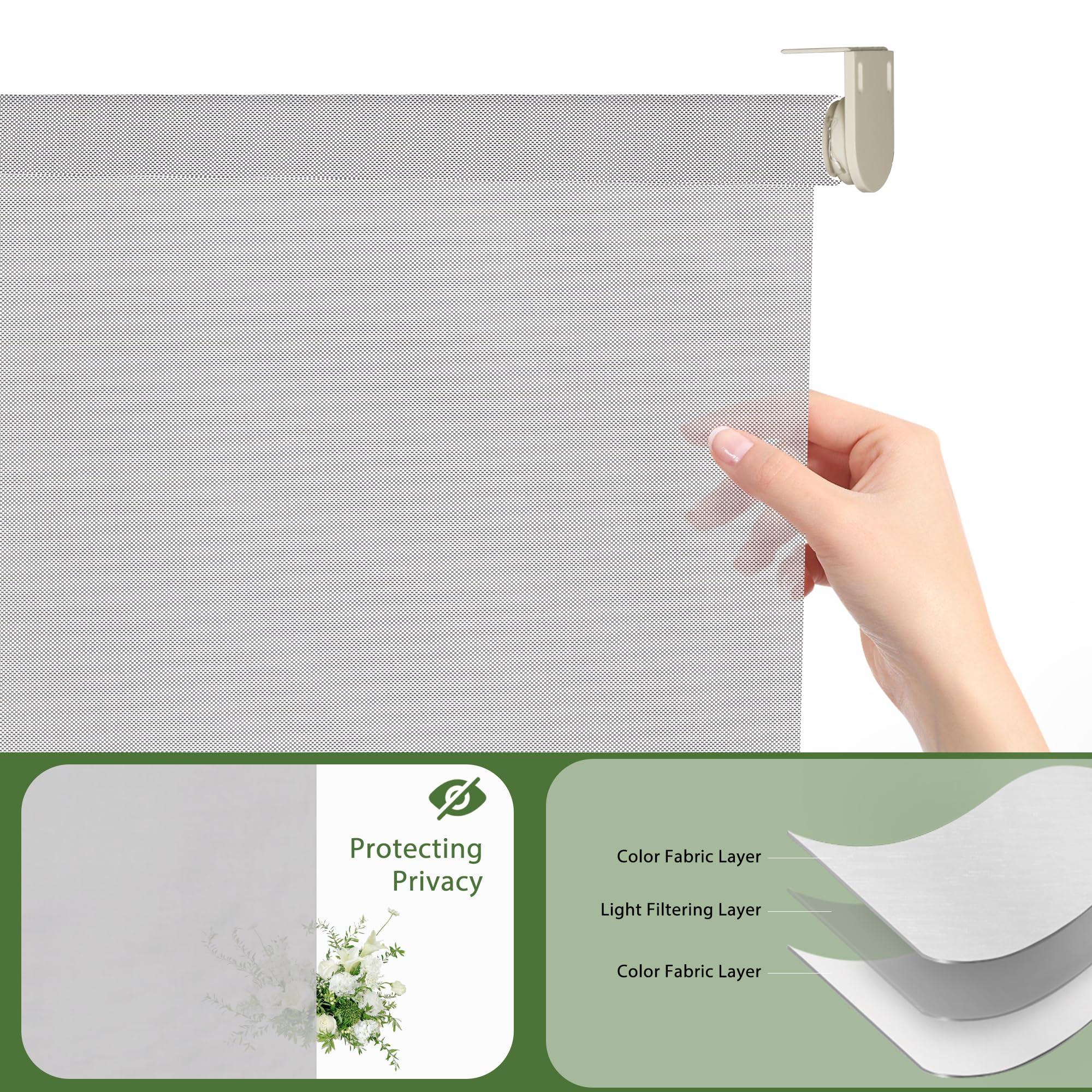 Doing-X Doing-X Outdoor Roller Shade for Patio Shades Roll up Exterior Blinds Cordless Wand Operation Privacy Screen Hand cranking Roller Shades for Porch Pergola Balcony,20" W x 30" H(5% Openness Gray)