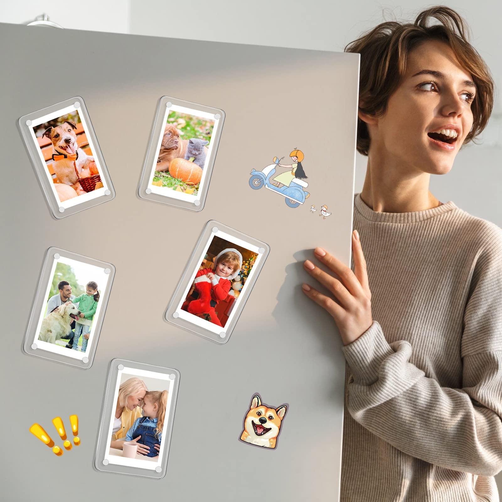 Remerry Remerry 48 Pcs Acrylic Magnetic Photo Frame Mini Picture Frame Double Sided Clear Fridge Magnetic Display for Film Photos Cards Stamp Gift for Family Friend Christmas (2.36 x 3.5 Inch)
