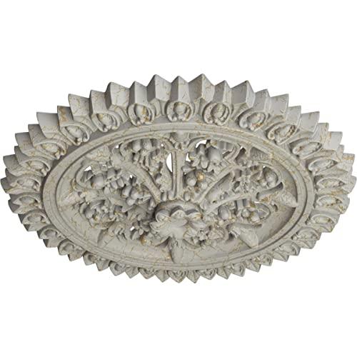 Ekena Millwork Ekena Millwork CM24LAPCC Lariah Ceiling Medallion, 24 3/4\"OD 1 3/8\"ID x 3 1/4\"P, Hand-Painted Pot of Cream Crackle