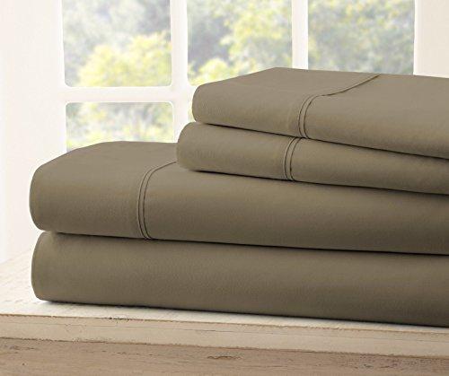 Royal Collection 1800 Split King Royal Collection 1900 Thread Count Bamboo Quality Bed Sheet Set with 2 Twin XL Fitted, 1 King Flat and 2 King Pillow Cases. Wrinkle & Shrinkage Free (Mocha/ Lt Brown, Split King)