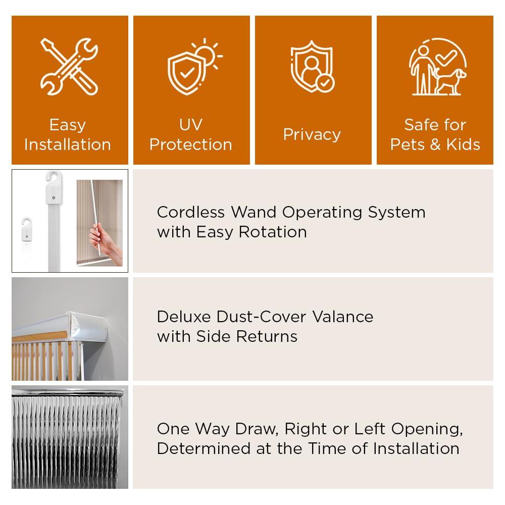 BlindDen BlindDen - Vinyl Vertical Window Blinds for Home - Vertical Blinds for Sliding Glass Doors - Silver - (48" W x 46" H)