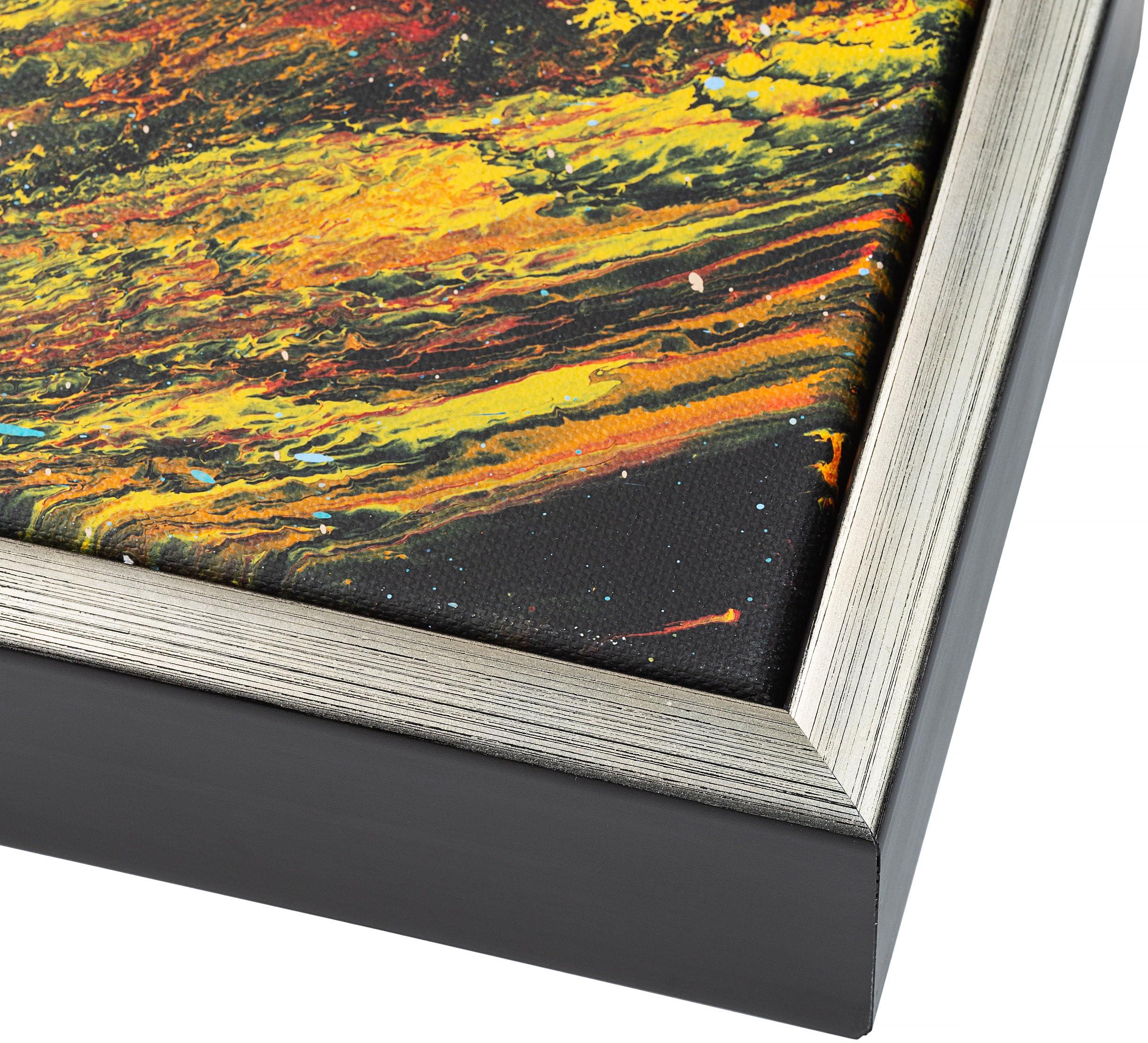 CustomPictureFrames.com 24x36 Canvas Floater Frame Silver Solid Wood Frame Width 1.75 Inches | Interior Frame Depth 1 5/8 Inches | Lumina Contemporary Canvas Frame Complete with Canvas Clips & Hanging Hardware