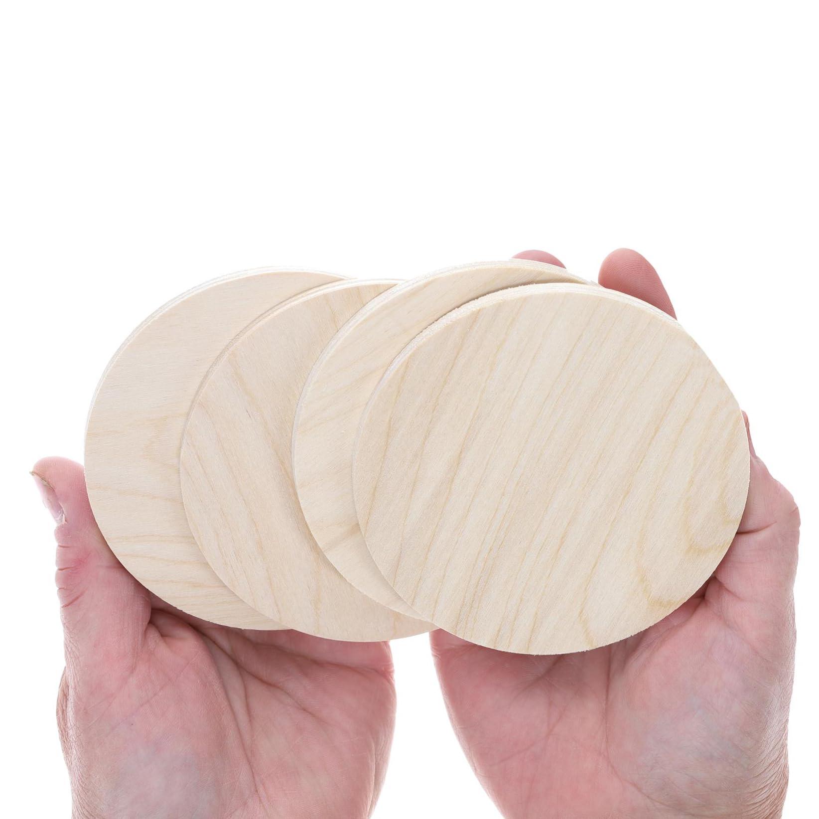 Hampton Art Hampton Art Coasters Round 6Mm 4Pc, Wood Coasters, Wooden Coasters, Wood Coaster Blanks, DIY Blank Coasters for Crafts, Wood, for Crafts