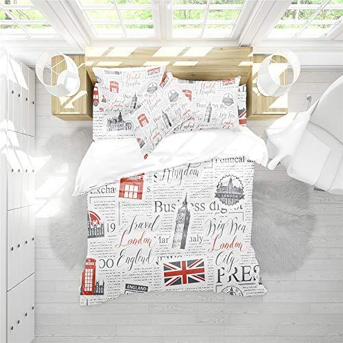 REALIN REALIN British Flag Duvet Cover Set Vintage Old Bedding Big Ben Household Guards Bed Sets 2/3/4PCS Quilt Covers/Sheets/Pillow Shams,Twin/Full/Queen/King (B,Queen-228x228cm-3PCS)