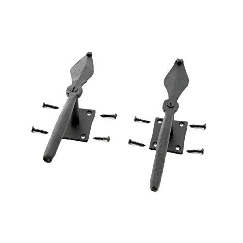 Renovators Supply Manufacturing Renovators Supply Manufacturing Shutter Dogs 7 in. Decorative Spoon Shaped Black Wrought Iron Shutter Dogs with Mounting Hardware