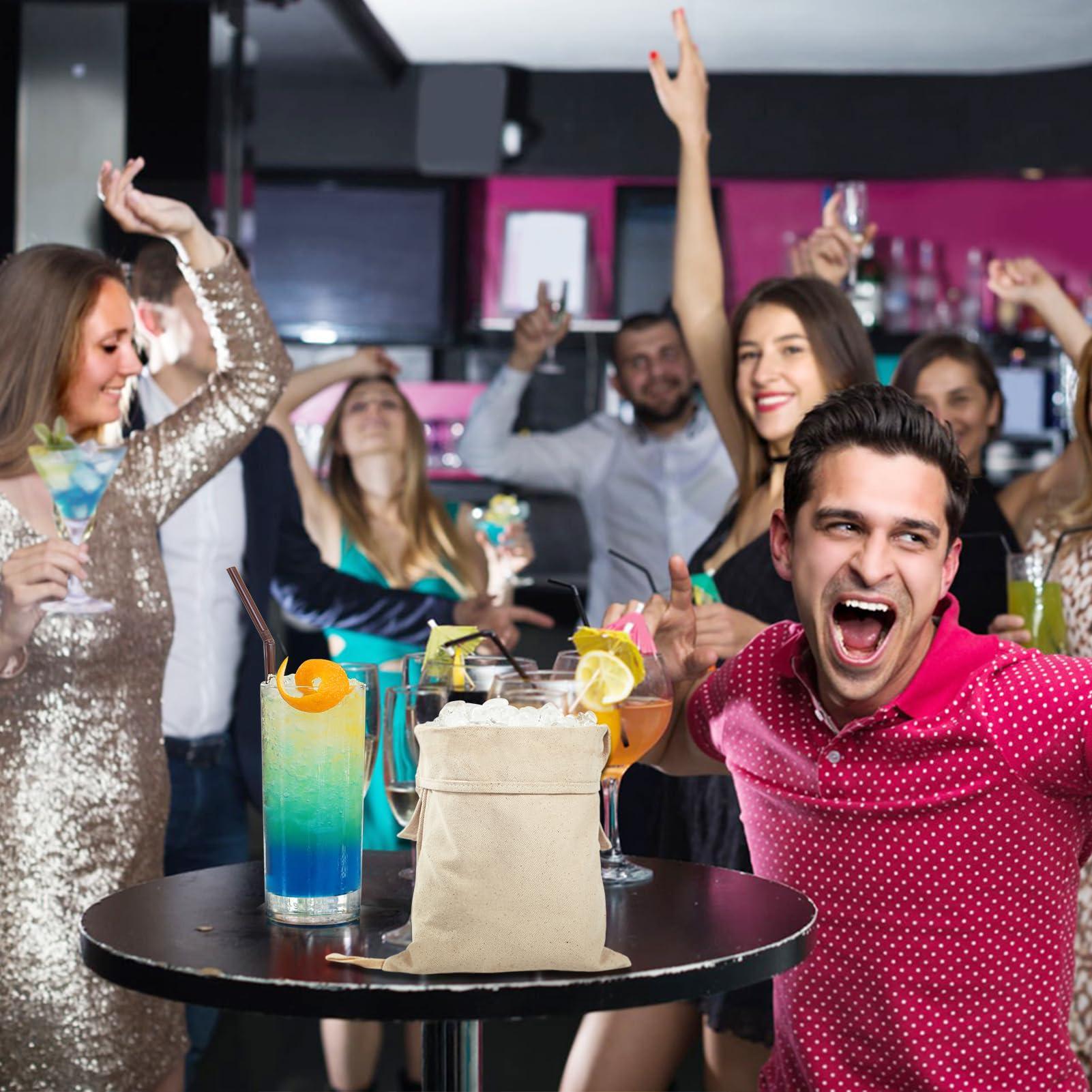 ANPHSIN Professional Lewis Ice Bags with Mallet Set,15.3 8.6 In Reusable Canvas Ice Crusher Bags with Wooden Mallet for Home Kitchen Bar Party Ice Crushing