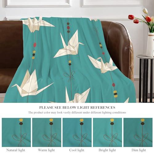 BaoNews BaoNews Indigoblue Japanese Paper S Soft Throw Blanket,White Century Origami Bird Warm Lightweight Blanket Washable Bed Throws for Adult Sofa Bed Bedroom Living Room Dorm Room,200X150cm
